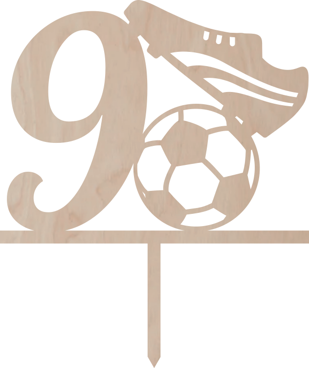 Tortový zápich Číslovka s futbalovou loptou a kopačkou