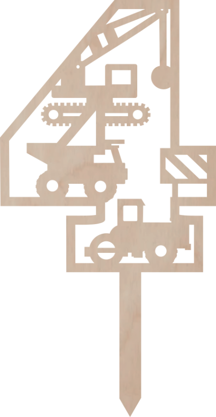 Dortový zápich Číslovka se stavebními stroji