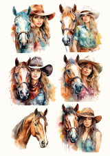 Wydruk jadalny - Kowbojki z końmi