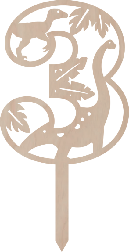 Dortový zápich Číslovka s dinosaurem - Číslovka: 8