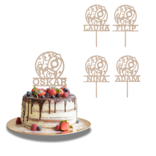 Drewniany topper na zamówienie– Kosmonauta i rakieta z imieniem