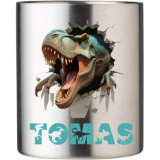 Dvojstenný nerezový hrnček T-Rex s menom na želanie 250ml