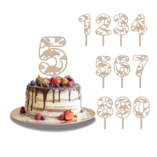 Drevený tortový zápich: Číslovka s dinosaurím vzorom