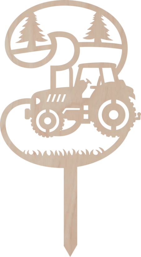 Dortový zápich Číslovka s traktorem