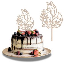 Topper na tort Lis z kwiatami