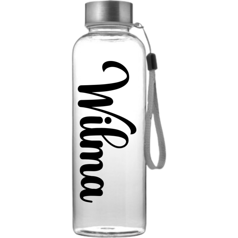 Elegantná tritanová fľaša s menom a nerezovým viečkom (500 ml)