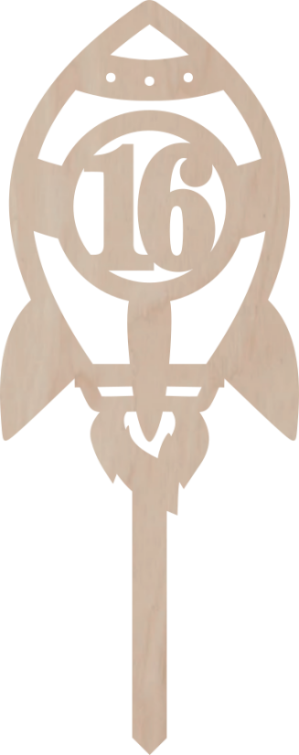 Drewniany topper – Rakieta z cyfrą - Liczebnik: 11