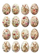 Jedlý papier - Veľkonočné vajíčka s kvetmi a zajačikmi