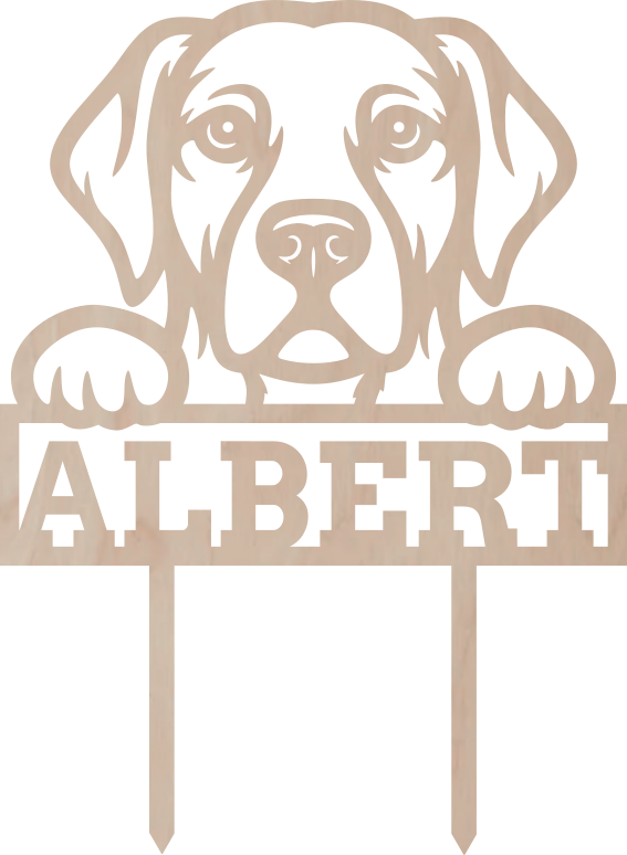 Drewniany topper na zamówienie – Golden retriever z imieniem