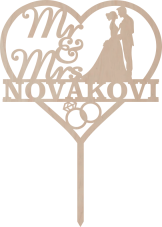 Topper na tort ślubny Mr & Mrs z nazwiskiem na zamówienie