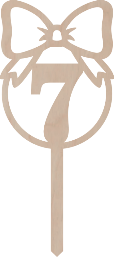 Drewniany topper – Cyfra w kole z kokardą - Liczebnik: 3