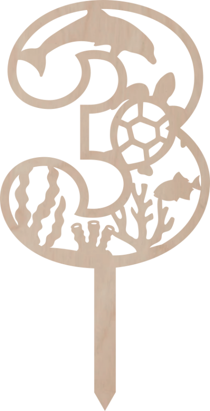 Tortový zápich Číslovka Morský svet - Cislovka: 6