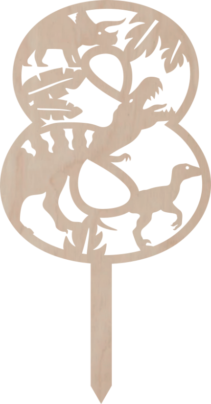 Dortový zápich Číslovka s dinosaurem - Číslovka: 8