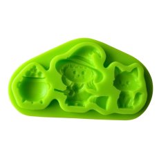 Forma silikonowa Halloween – czarownica, kociołek i kot