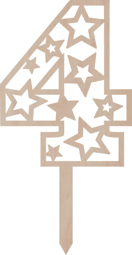 Dortový zápich Číslovka s hvězdami - Číslovka: 2