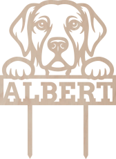 Drewniany topper na zamówienie – Golden retriever z imieniem