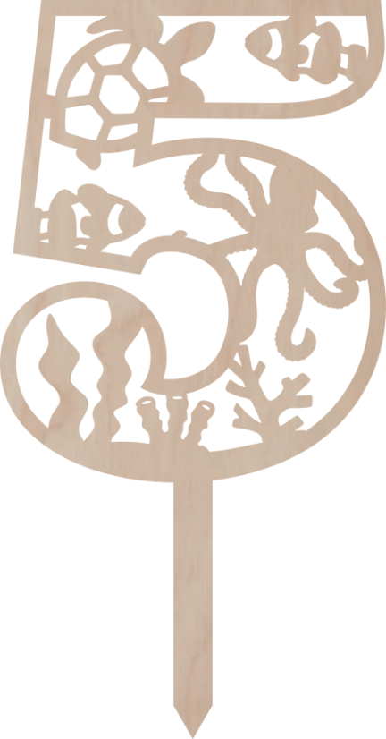 Tortový zápich Číslovka Morský svet - Cislovka: 6