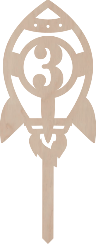 Drewniany topper – Rakieta z cyfrą - Liczebnik: 11