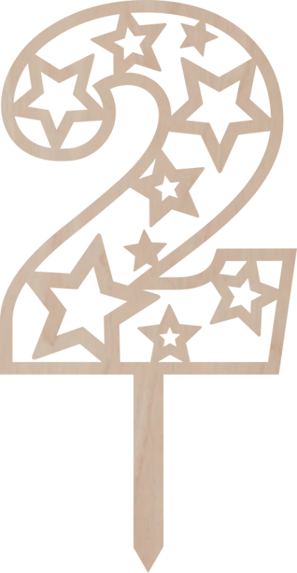 Dortový zápich Číslovka s hvězdami - Číslovka: 2