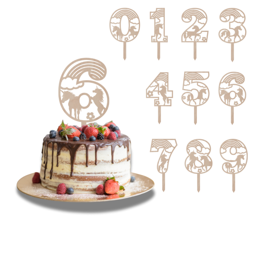 Dortový zápich Číslovka s Jednorožcem