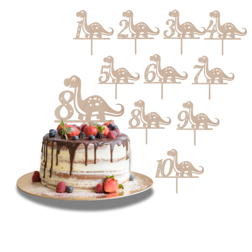 Dortový zápich Číslovka s brontosaurem - Číslovka: 7