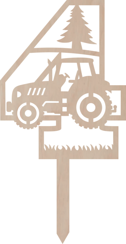 Dortový zápich Číslovka s traktorem