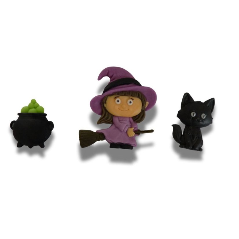 Forma silikonowa Halloween – czarownica, kociołek i kot