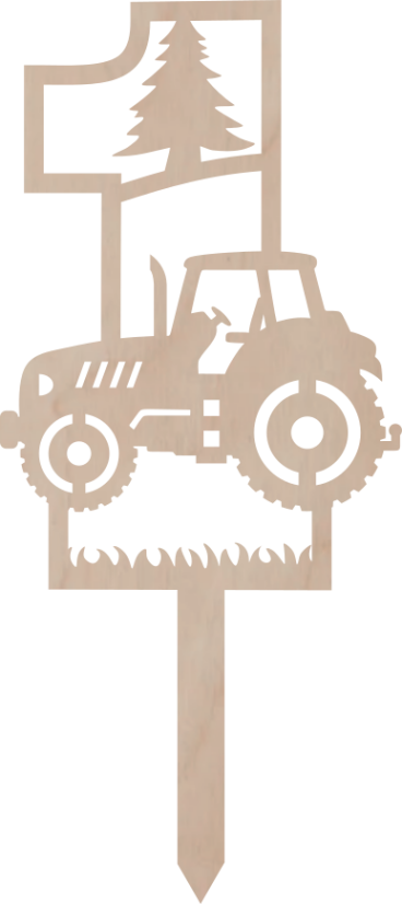 Dortový zápich Číslovka s traktorem