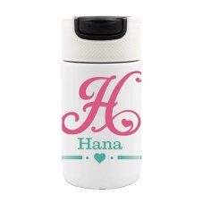 Nerezový termohrnček s vlastným menom a iniciálou – biely (400 ml)