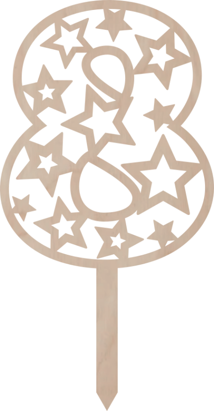 Dortový zápich Číslovka s hvězdami - Číslovka: 2