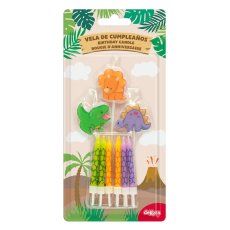 345407 MIX VELAS CUMPLEAÑOS DINOSAURIOS 2D PALILLO 3