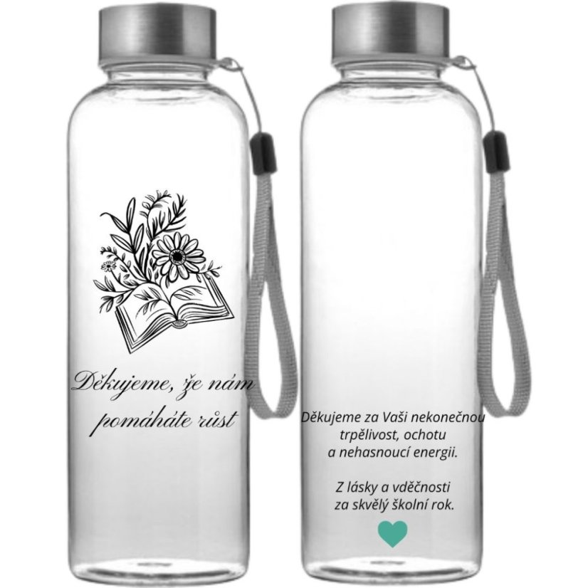 Čirá tritanová láhev s nerezovým víčkem – Poděkování paní učitelce (500 ml)