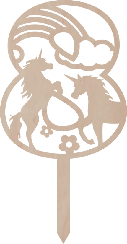 Dortový zápich Číslovka s Jednorožcem