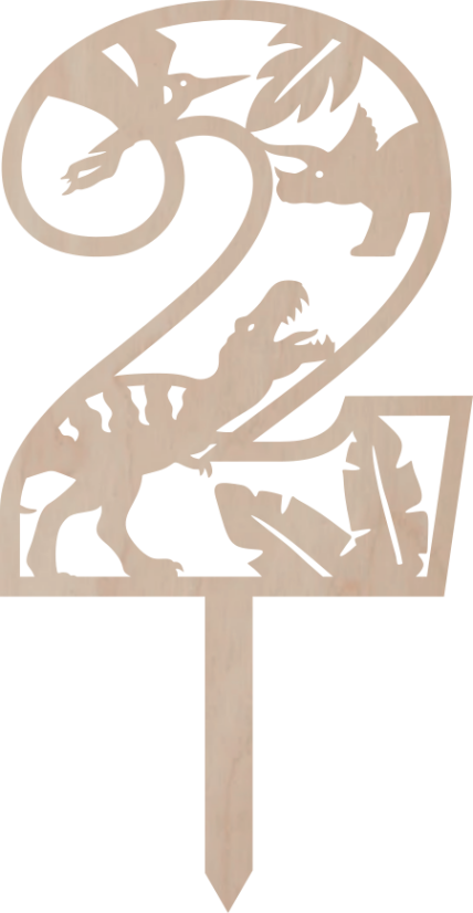 Tortový zápich Číslica s dinosaurom