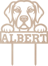 Drevený zápich na mieru – Zlatý retriever s vlastným menom