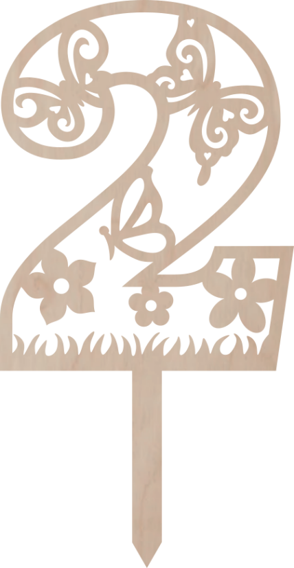 Dortový zápich Číslovka s motýlím vzorem