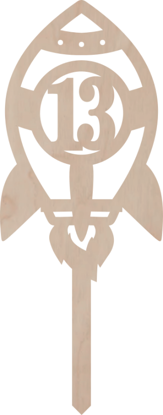 Drewniany topper – Rakieta z cyfrą - Liczebnik: 11