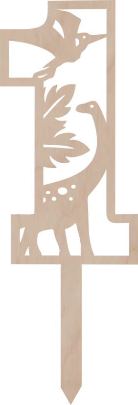 Tortový zápich Číslica s dinosaurom