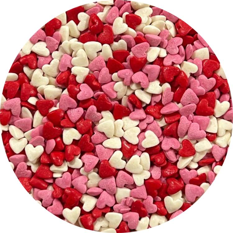 4Cake Cukrowe serduszka - białe, różowe i czerwone mix