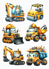 Wydruk jadalny – Wesołe maszyny na budowie