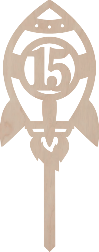 Drewniany topper – Rakieta z cyfrą - Liczebnik: 11