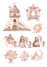 Jedlá tlač – Rozprávkové kráľovstvo: Princezné a jednorožce