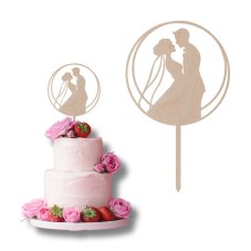 Topper na tort ślubny Para młoda w okręgu