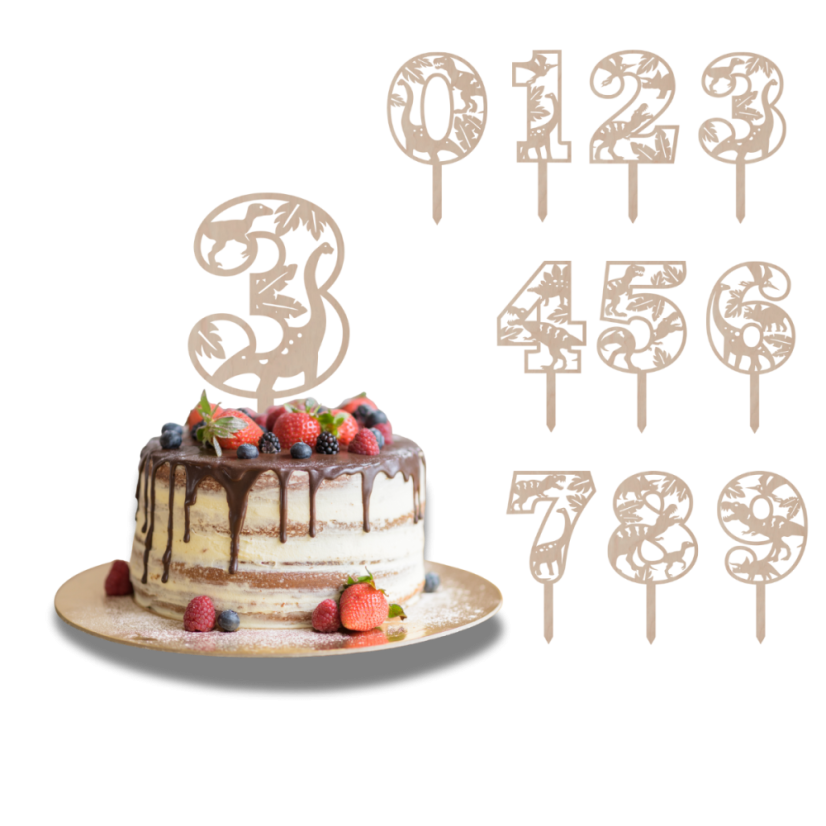 Dortový zápich Číslovka s dinosaurem - Číslovka: 8