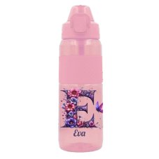 Bidon sportowy z tritanu dla dziewczynek z motywem kwiatowym i imieniem na zamówienie 850 ml