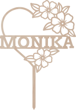 Drevený zápich na mieru – Rozkvitnuté srdce s vlastným menom