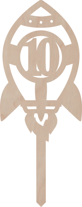 Drewniany topper – Rakieta z cyfrą - Liczebnik: 11