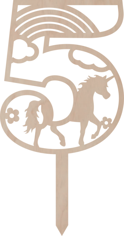 Dortový zápich Číslovka s Jednorožcem