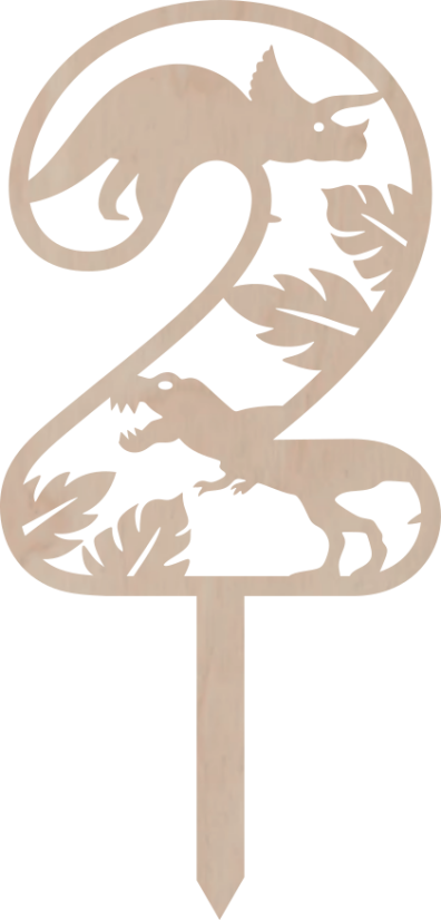 Topper na tort Cyfra z motywem dinozaura - Liczebnik: 7