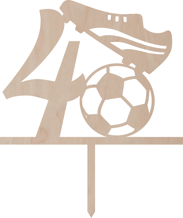 Tortový zápich Číslovka s futbalovou loptou a kopačkou